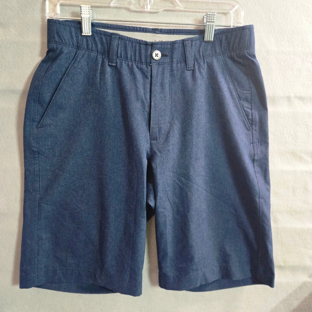 Under Armour HeatGear Mens Golf Shorts Navy Blue Heather Loose Fit Size 30